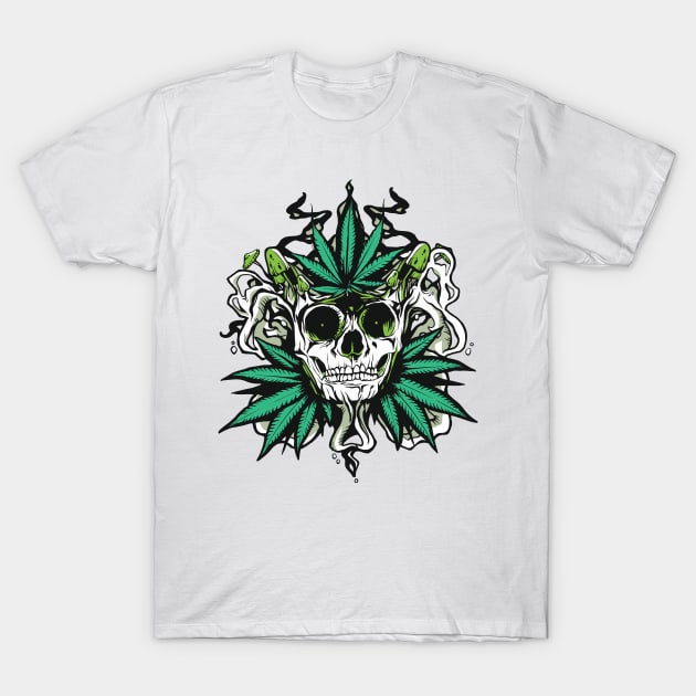 Cannabis Skull Psychedelic T-Shirt by UNDERGROUNDROOTS